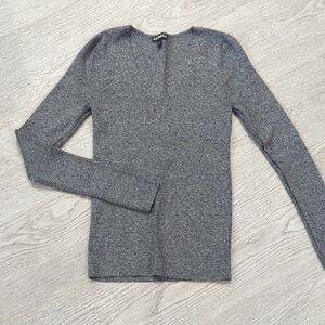 Express Charcoal Knit Sweater Top
